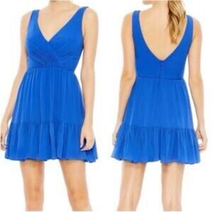 Leena for Mac Duggal Royal Blue Mini Mesh Tiered Dress 72013 Sz 6